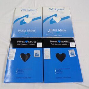 NURSE MATE FULL SUPPORT HOSIERY  2 BLACK 2 WHITE 4 PAIR SIZE A